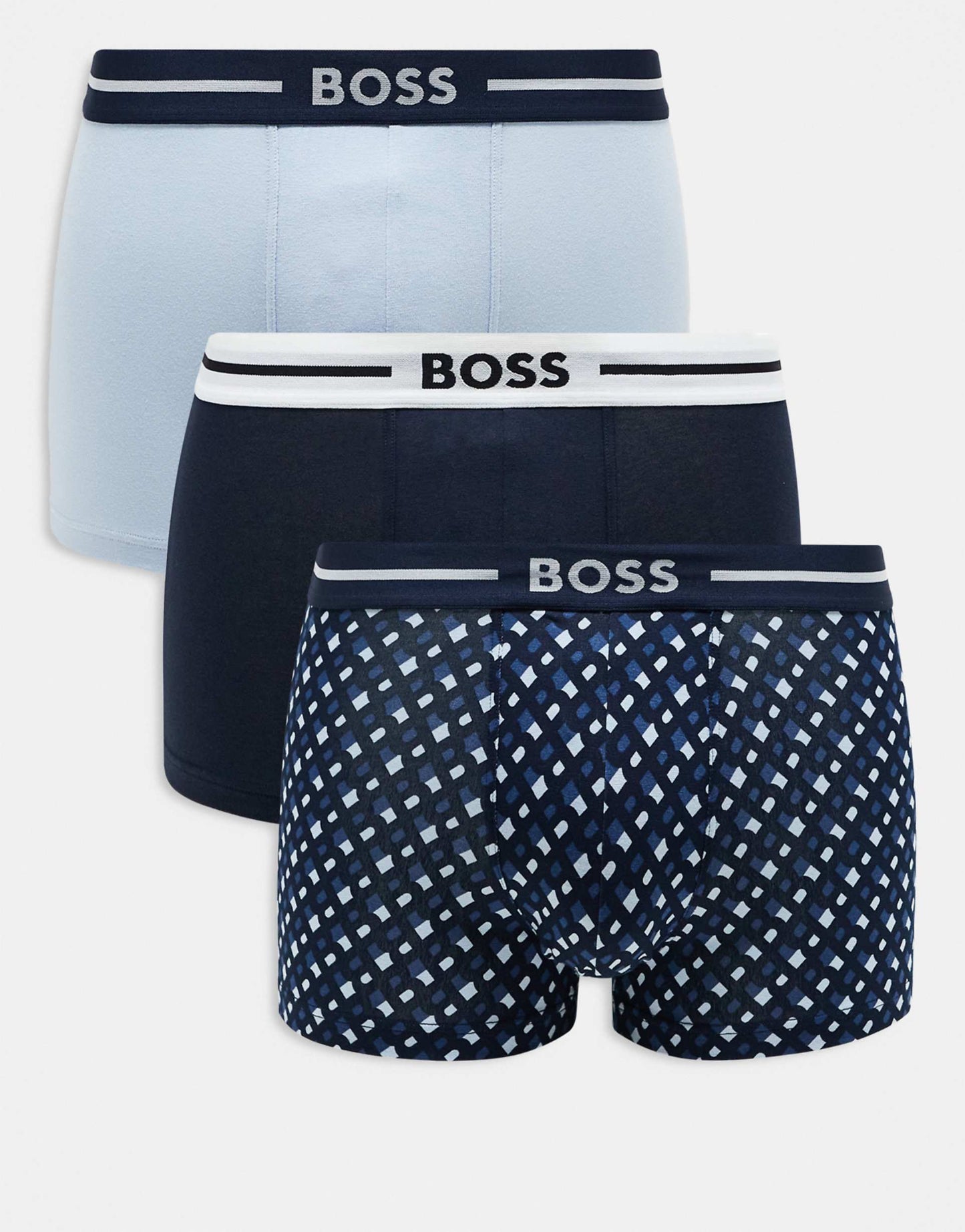 Power 3 Pack Logo Waistband Plain & Print Trunks