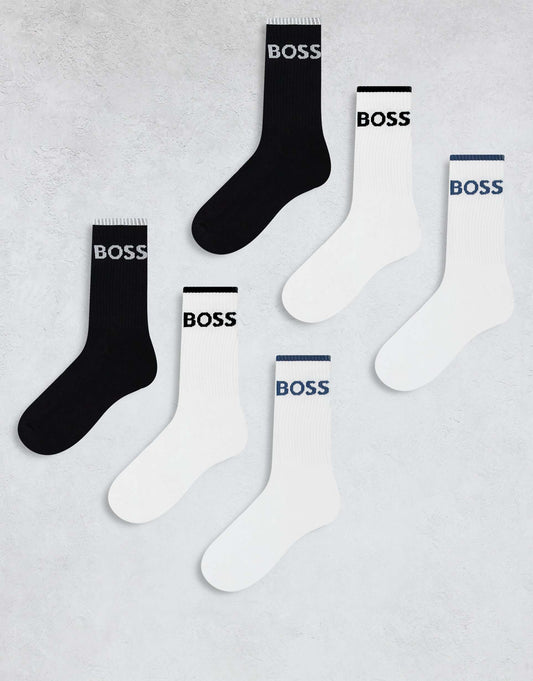 3 Pack Stripe Logo Rib Trainer Socks