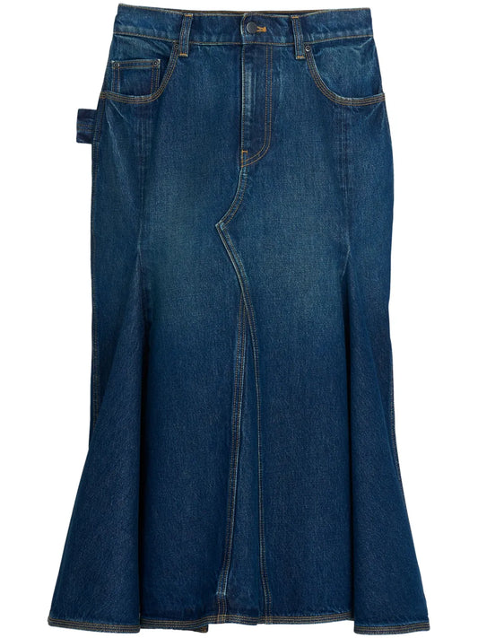 Paneled Denim Skirt