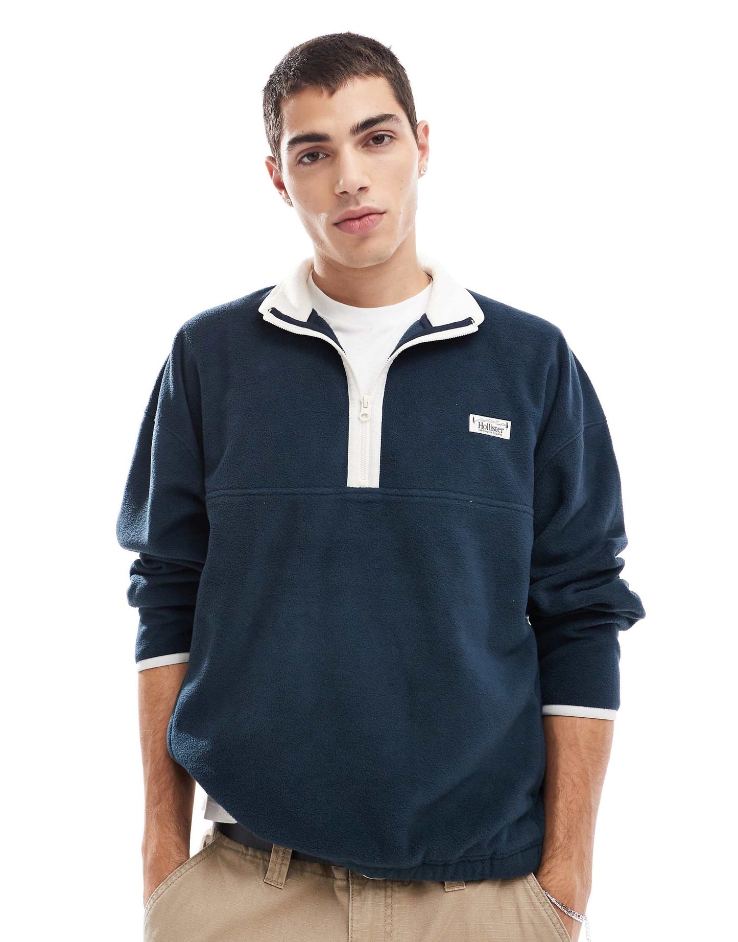 Motif Detail Half Zip Sweat Top