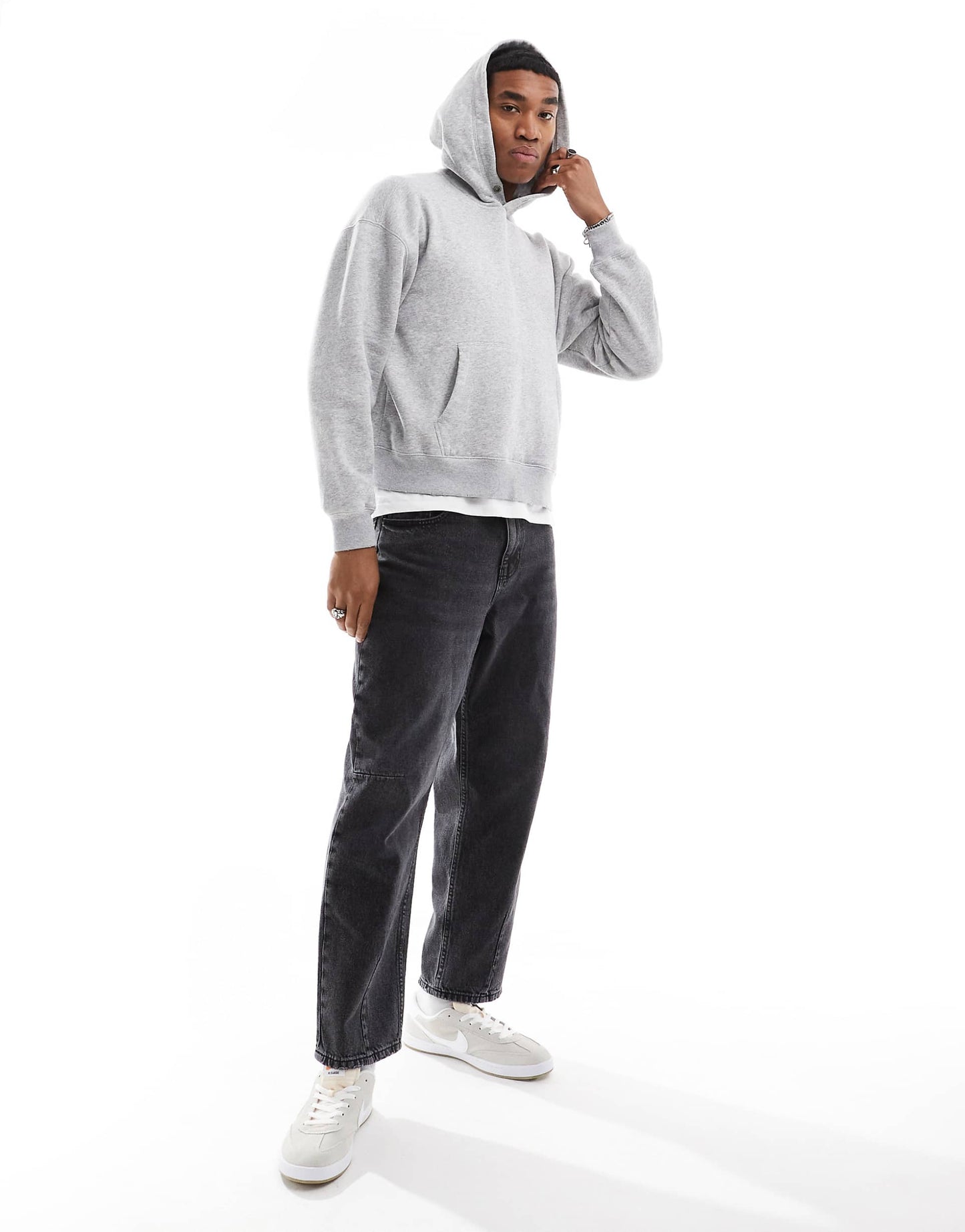 Contrast Stitch Cropped Hoodie