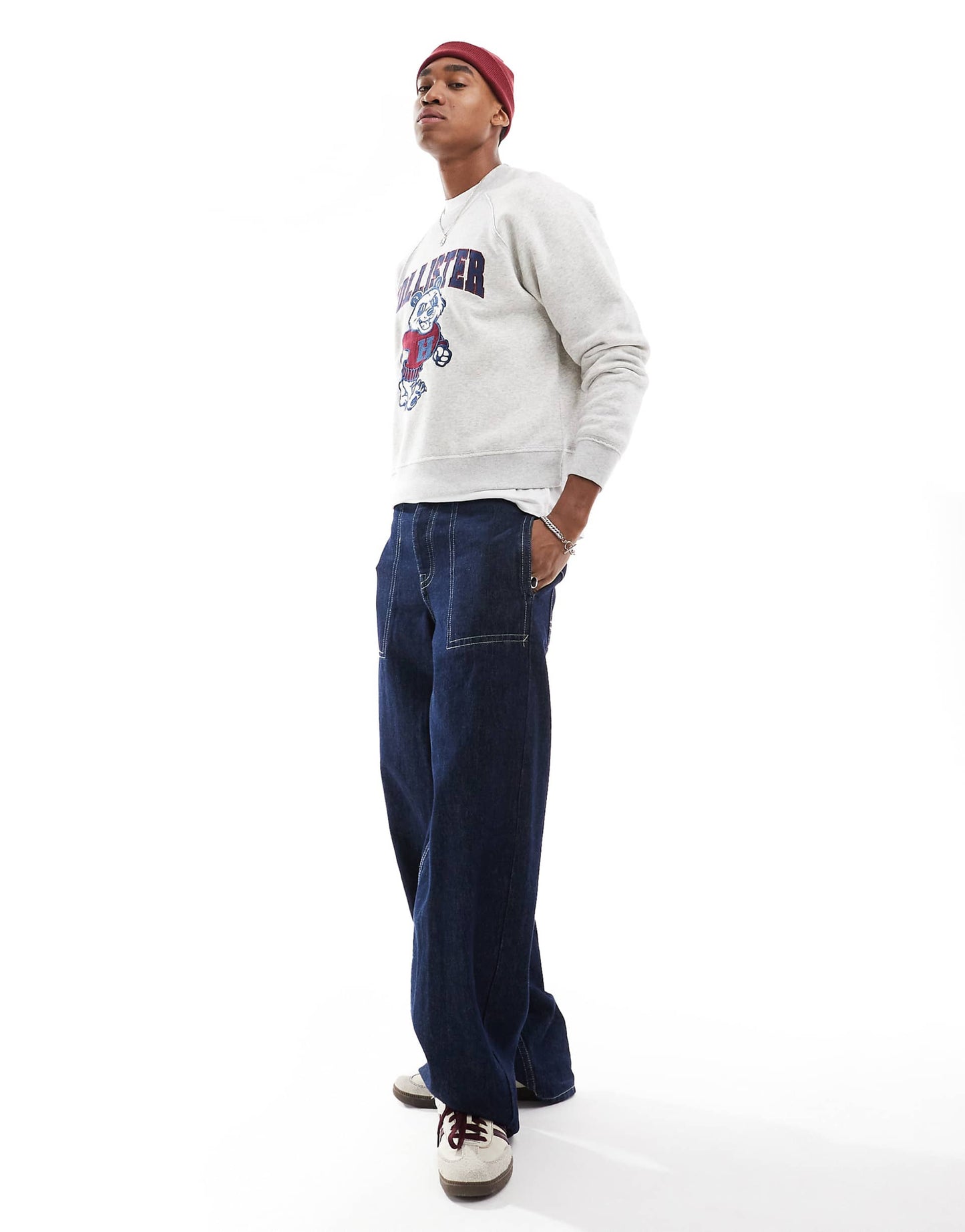 Boxy Cropped Logo Motif Sweat Top