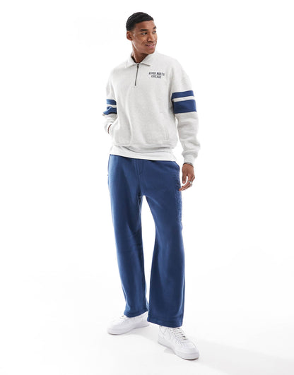 Motif Quarter Zip Boxy Foldover Collar Sweat Top