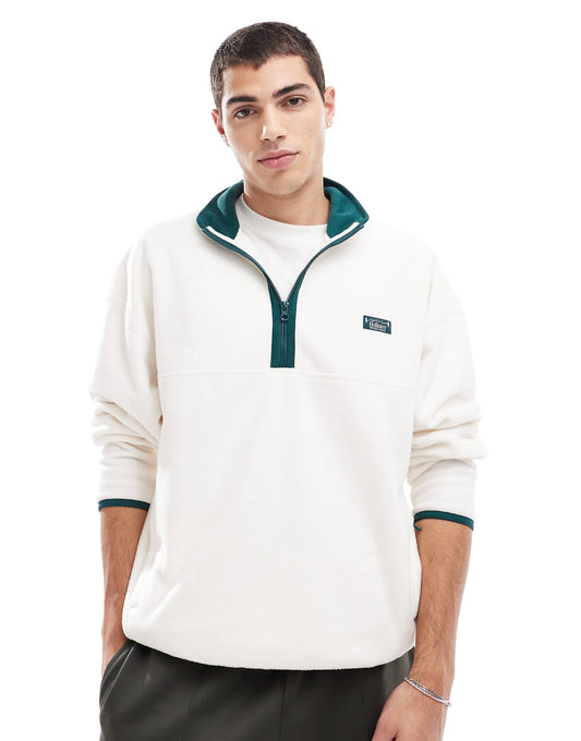Motif Detail Half Zip Fleece Top