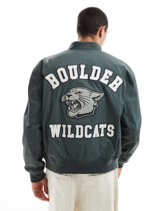 Varsity Bomber Jacket With Back Print