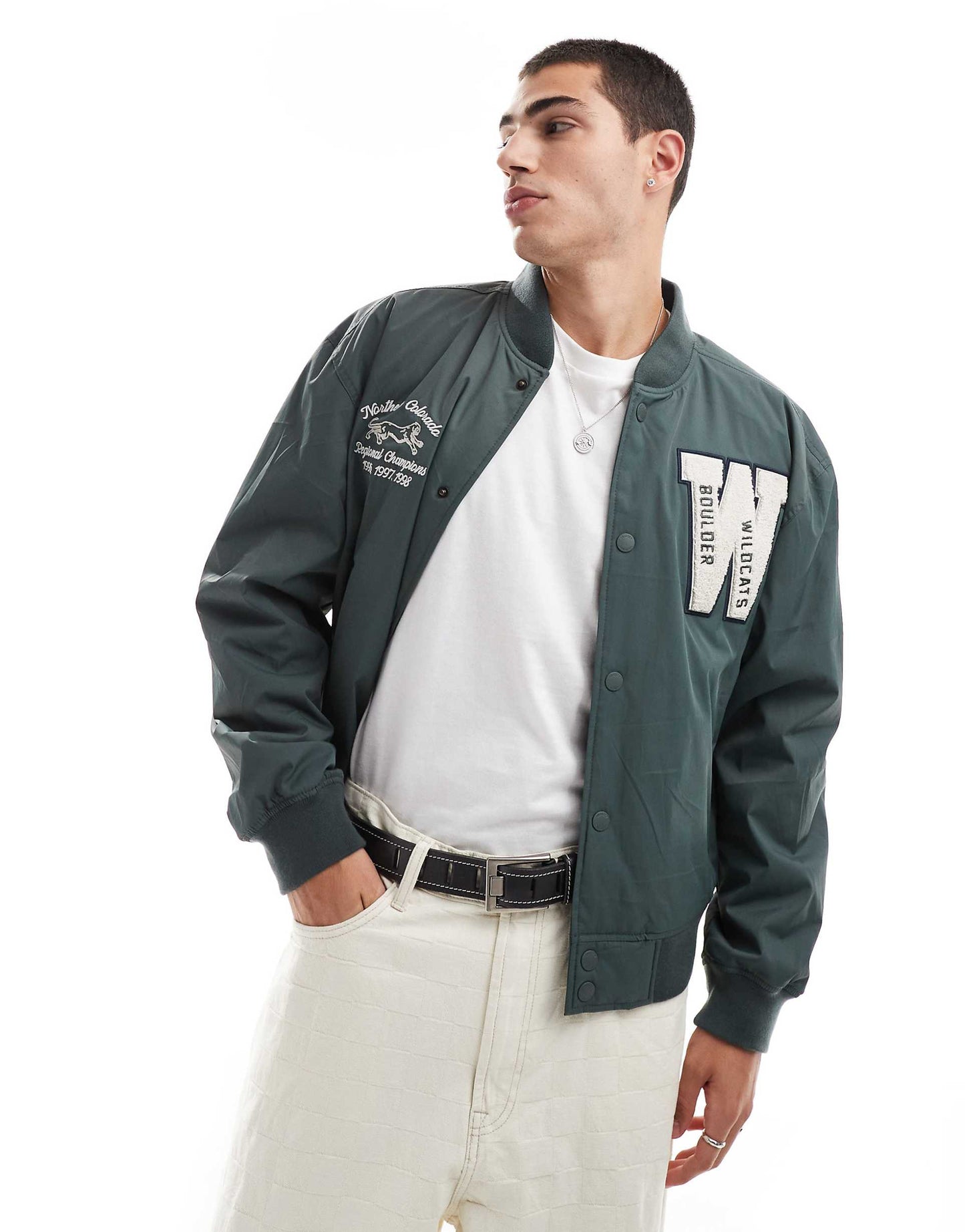 Varsity Bomber Jacket With Back Print