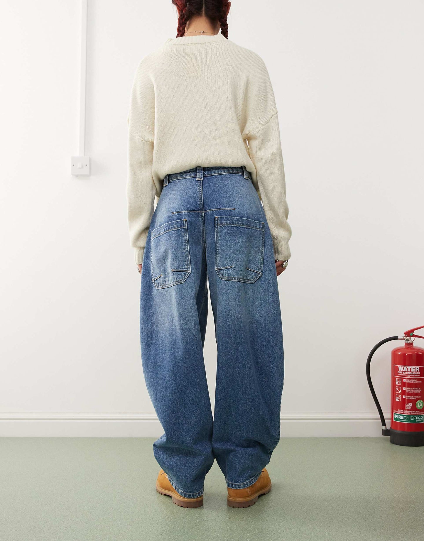 Mid Rise Denim Barrel Leg Jean