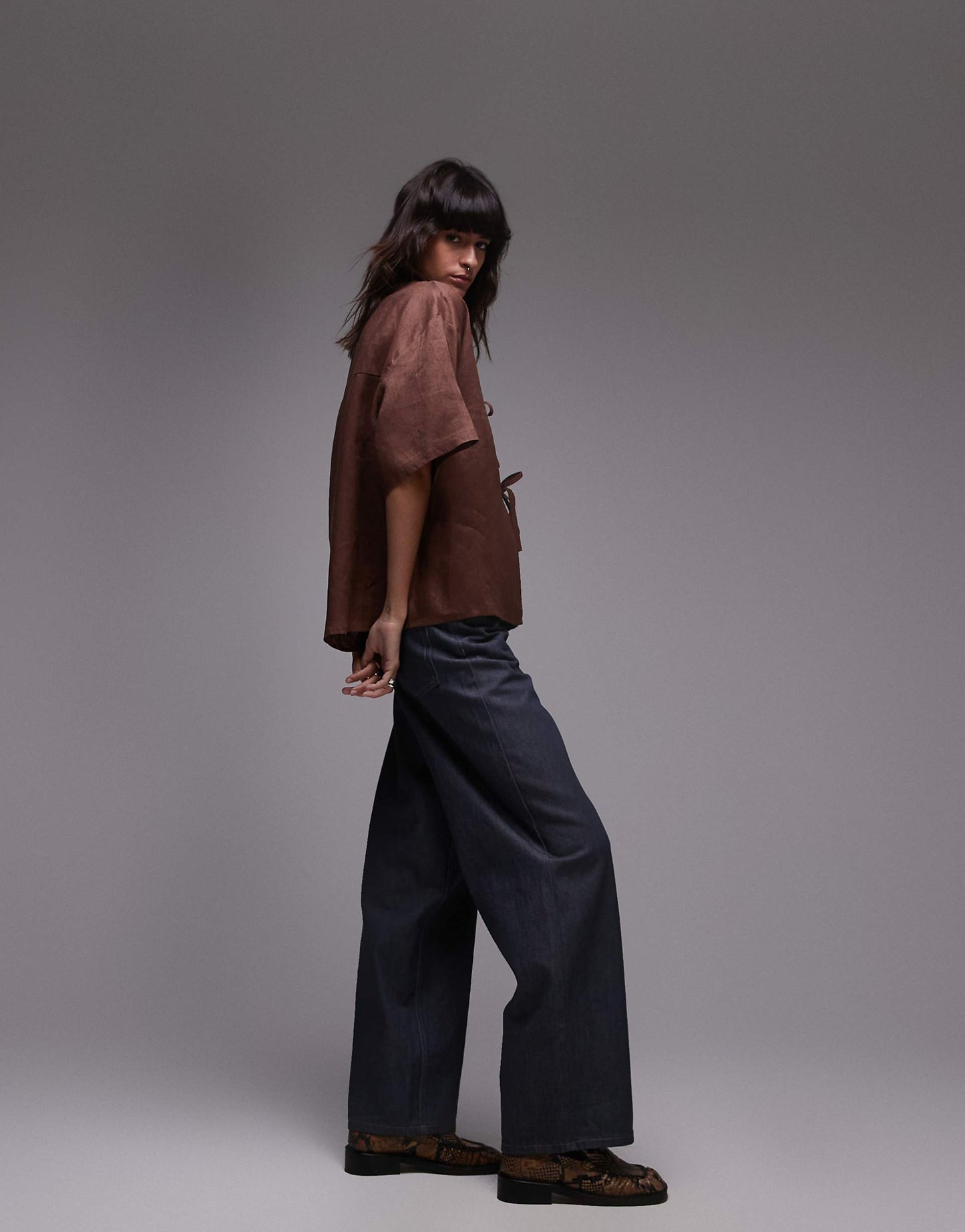 Naomi Linen Tie-Detail Smock Top