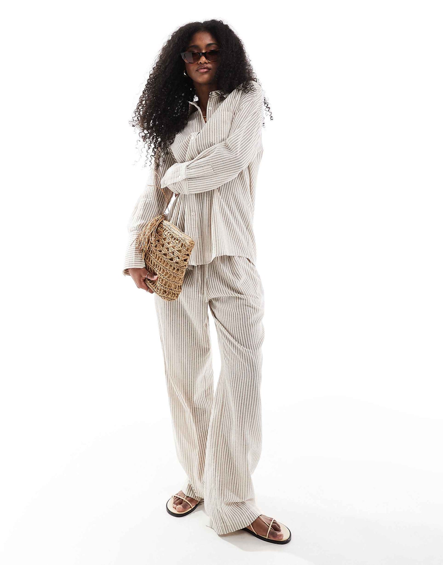 Lightweight Linen Look Stripe Shirt Co-Ord