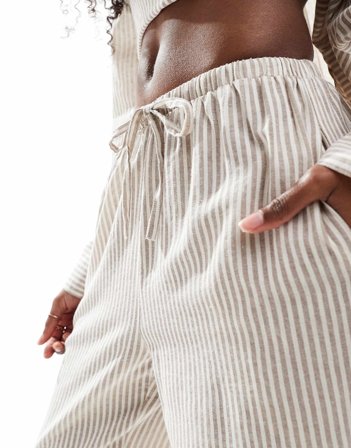 Lightweight Linen Look Stripe Beach Trouser Co-Ord