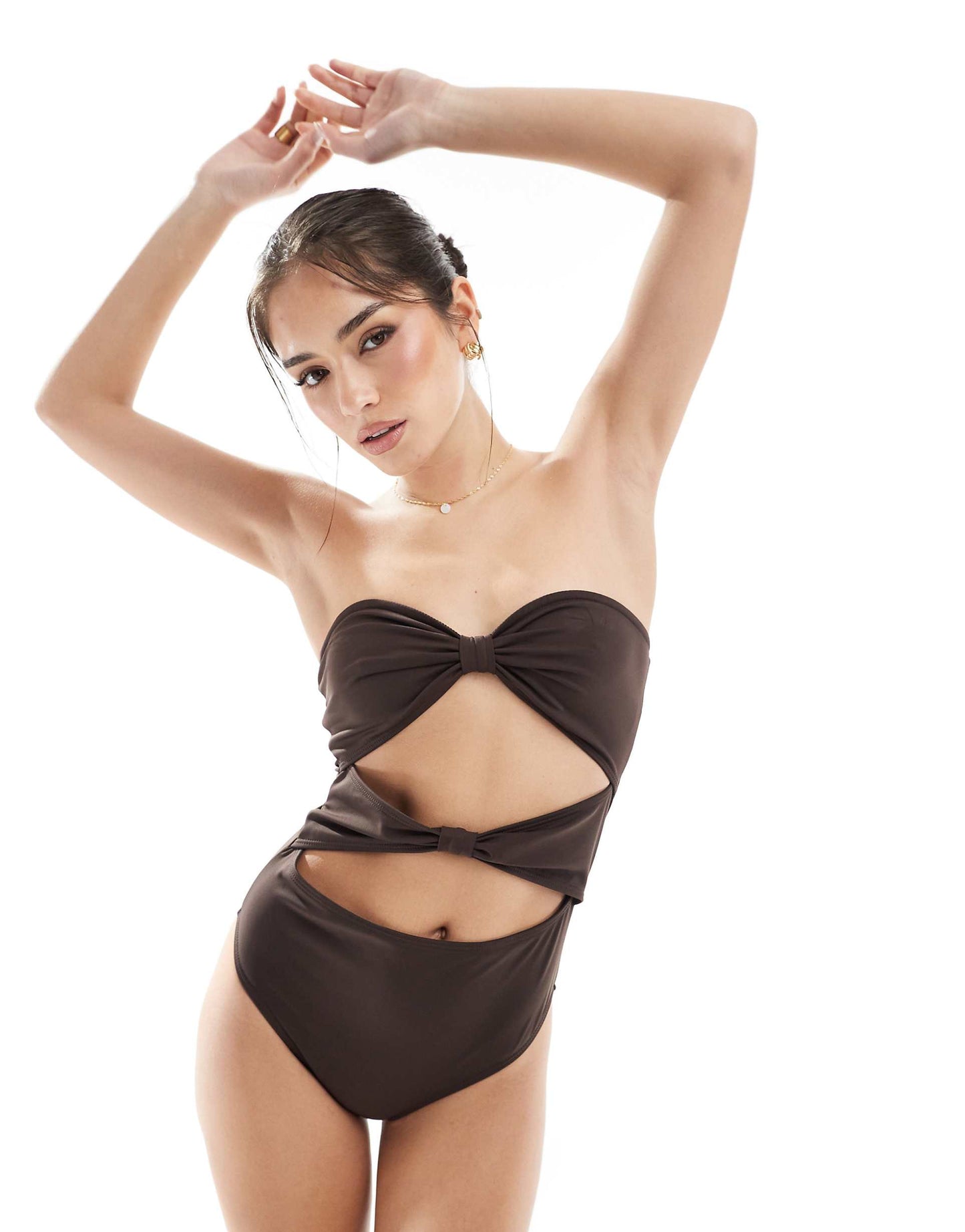 Bandeau Knot Front Cutout Swimsuit