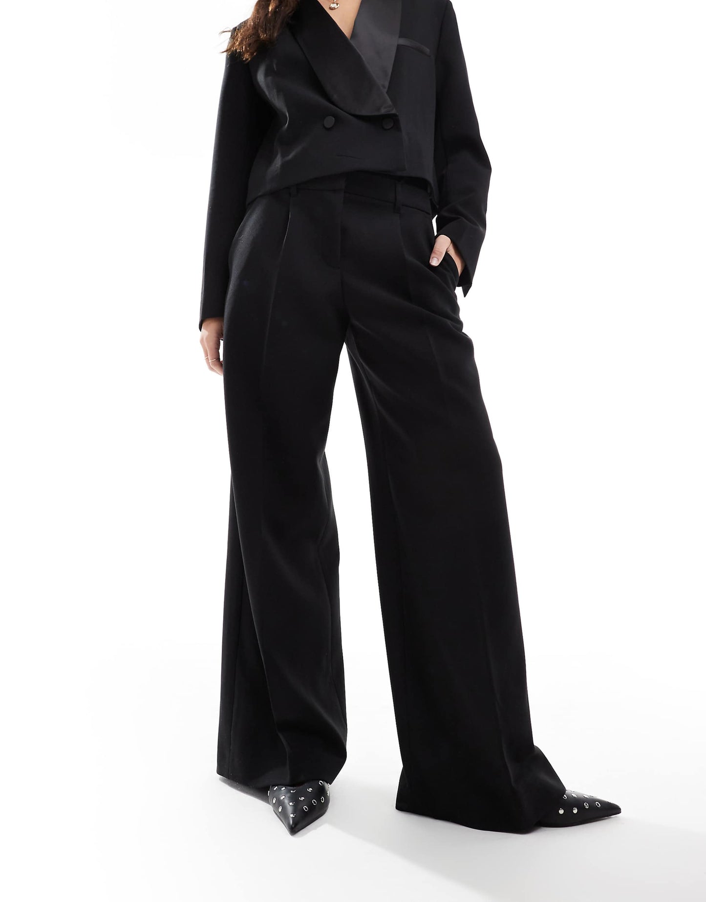 High Waisted Tailored Tux Trousers