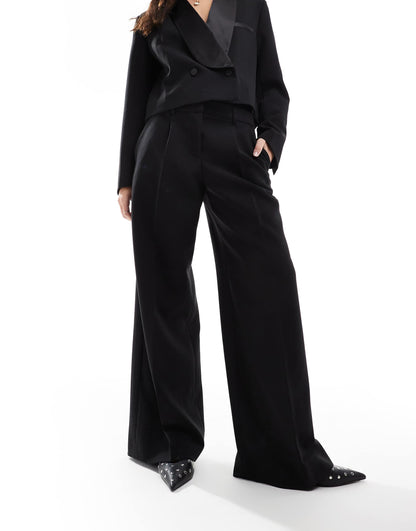 High Waisted Tailored Tux Trousers
