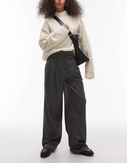 Pleat Front Tailored Wide Leg Trouser