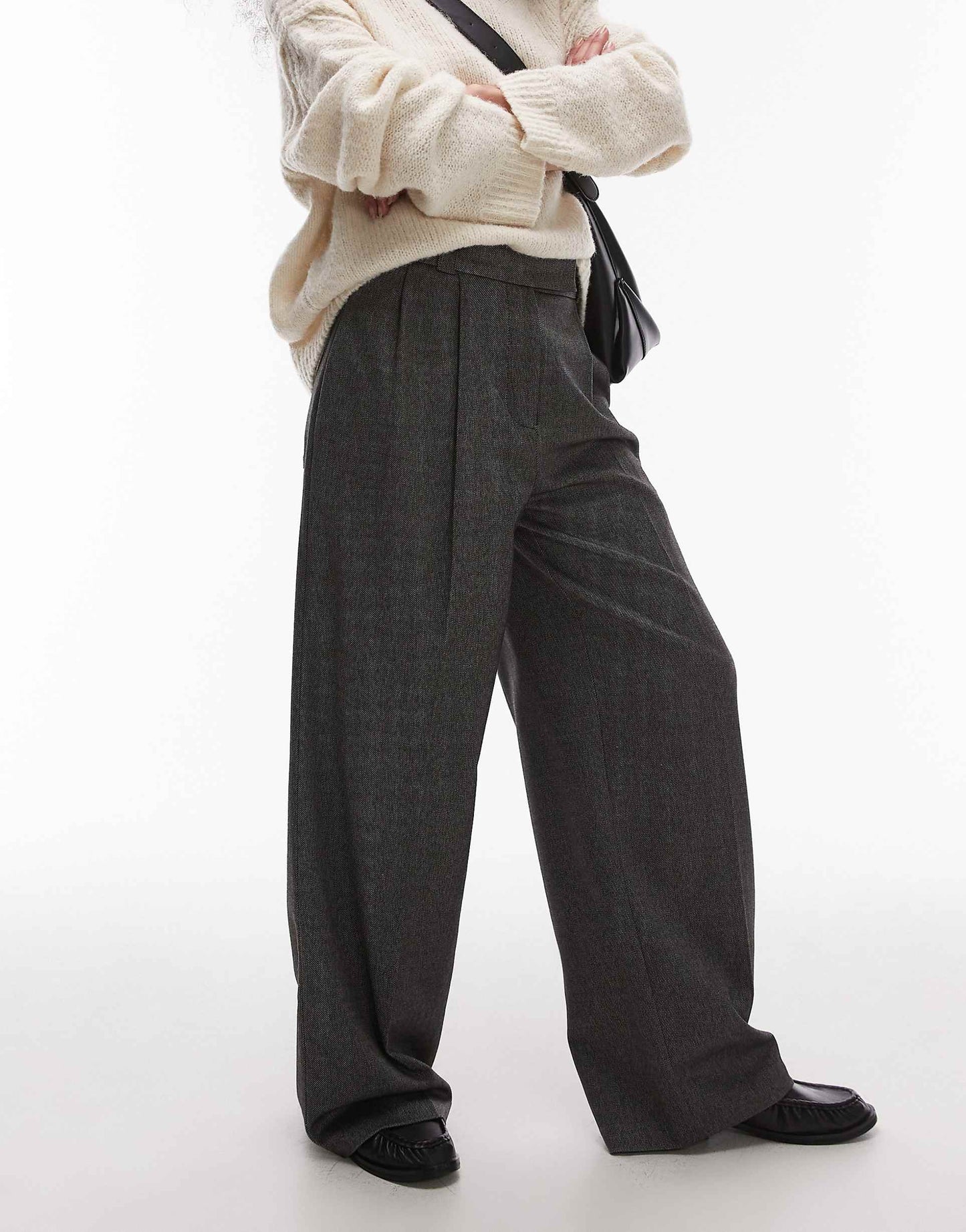 Pleat Front Tailored Wide Leg Trouser