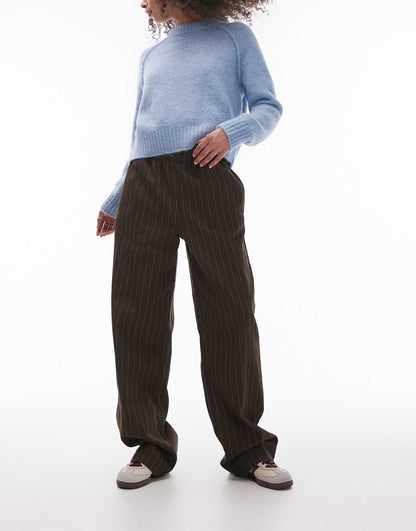 Pull On Straight Leg Striped Trouser