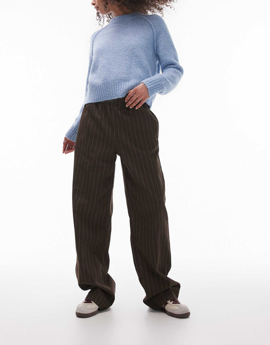 Pull On Straight Leg Striped Trouser