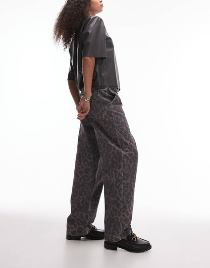 Dark Leopard Straight Leg Trouser