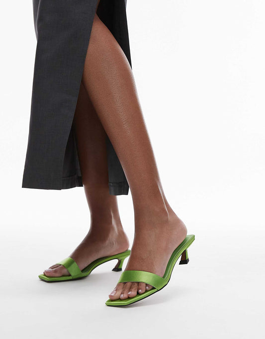 Inga Square Toe Slip On Mid Heeled Sandals