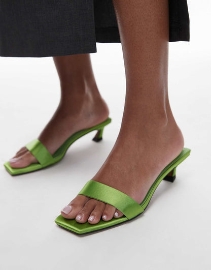 Inga Square Toe Slip On Mid Heeled Sandals