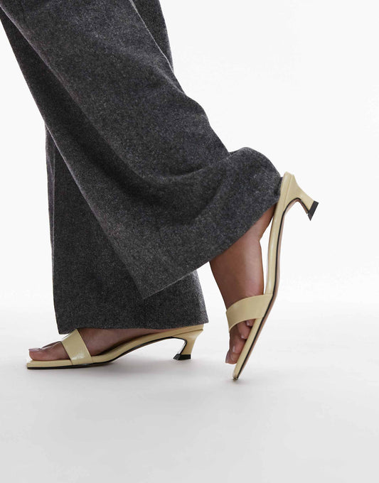 Inga Square Toe Slip On Mid Heeled Sandals