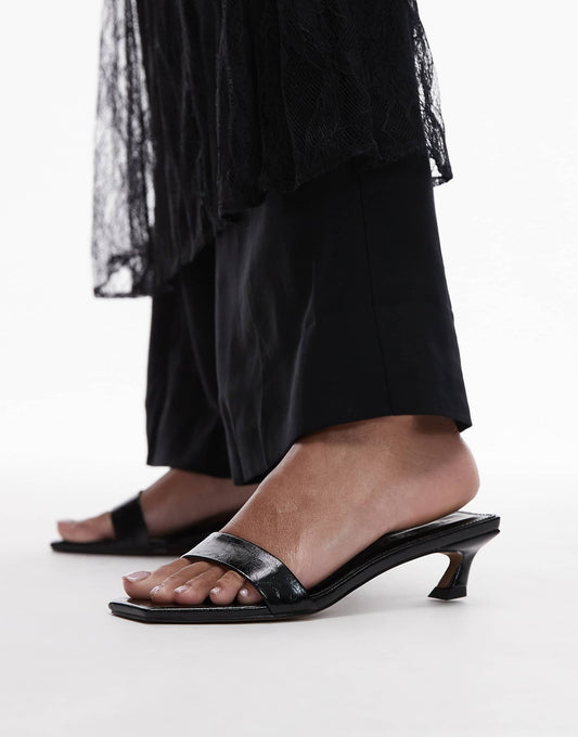 Inga Square Toe Slip On Mid Heeled Sandals