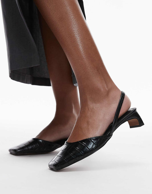 Diana Square Toe Mid Heeled Shoes