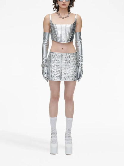 Puffy Leather Miniskirt