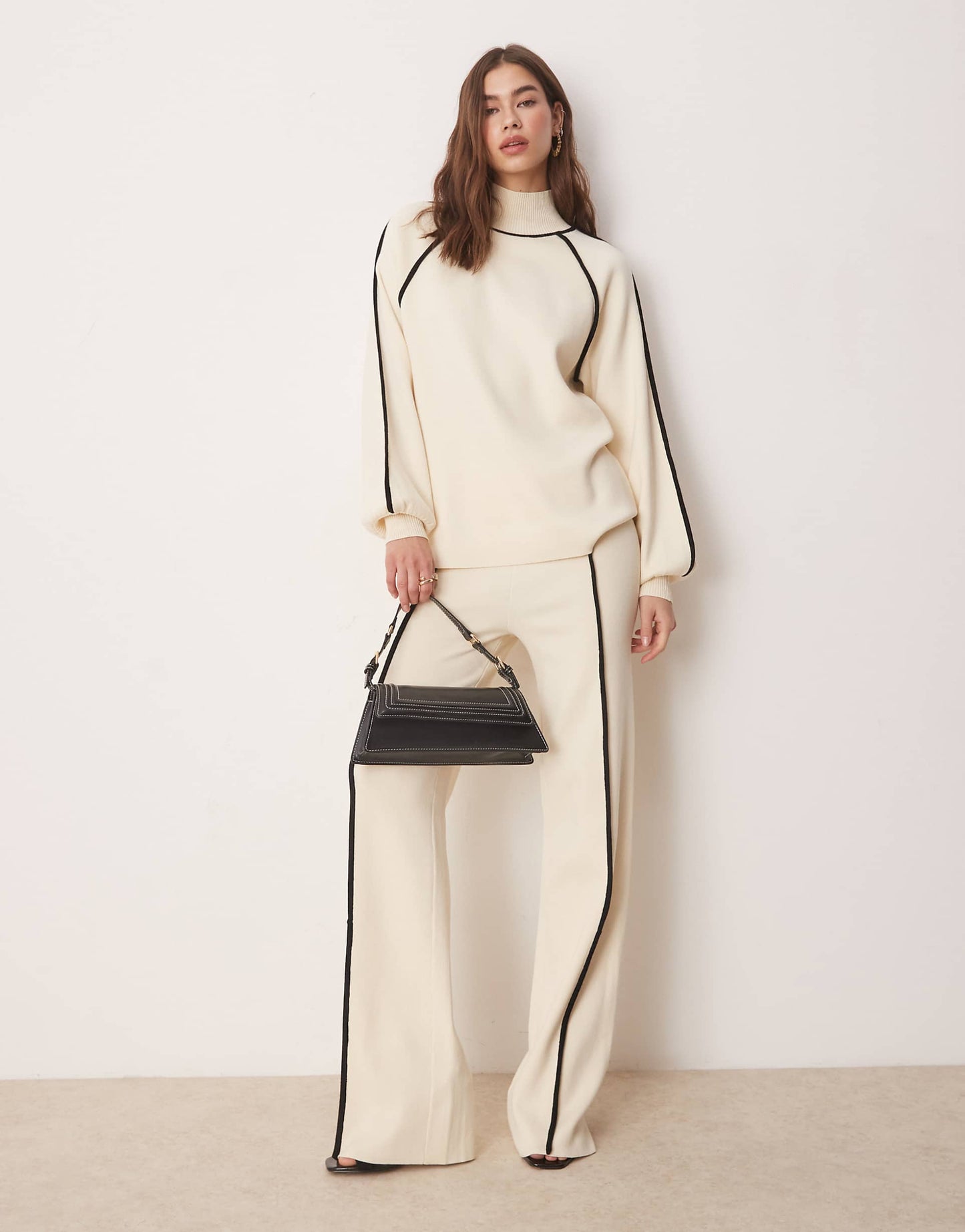 Contrast Seam Knitted High Waist Trouser Co-Ord