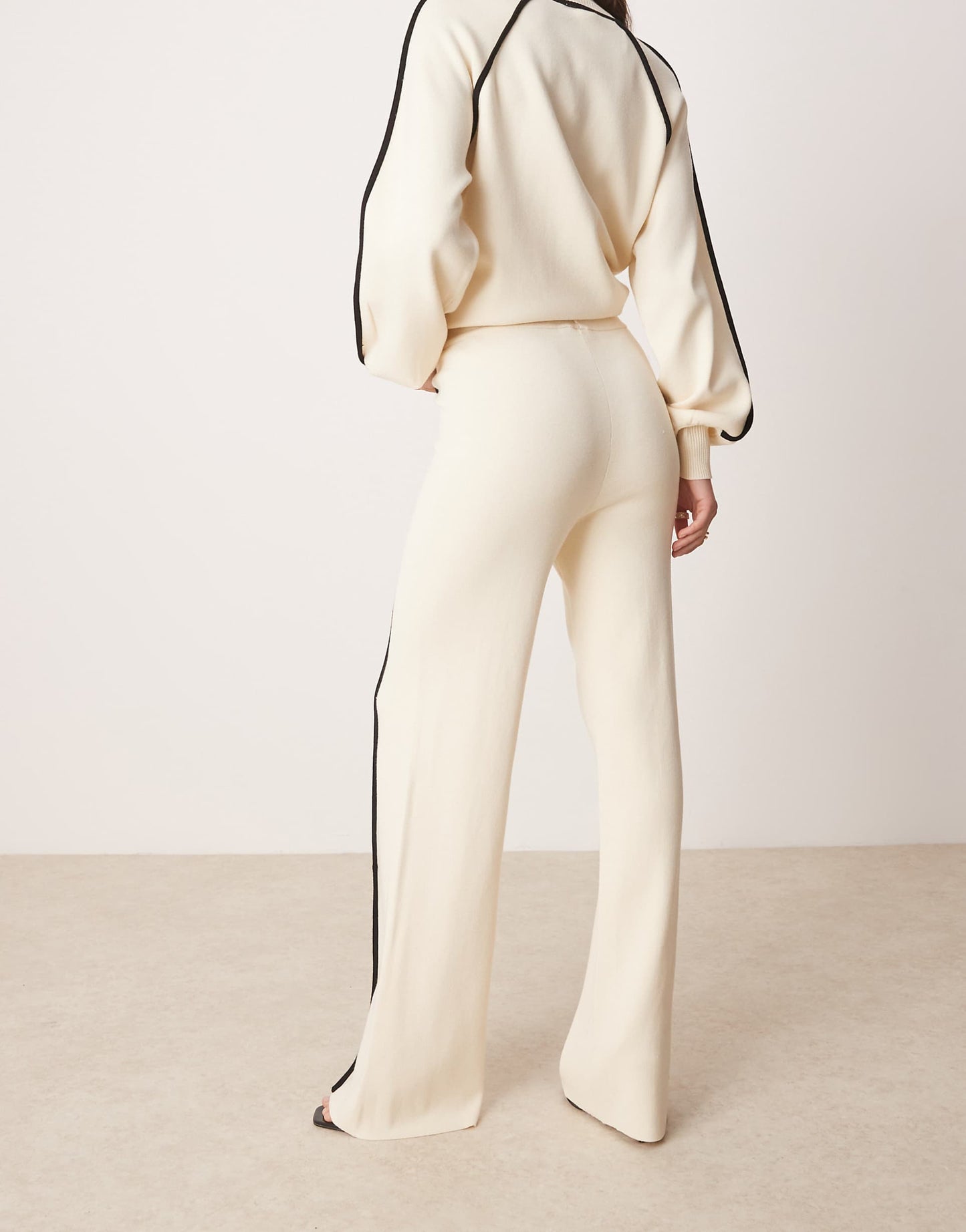 Contrast Seam Knitted High Waist Trouser Co-Ord
