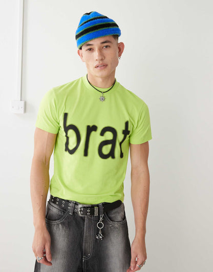 Official Charli Xcx Brat Slogan Shrunken T-Shirt