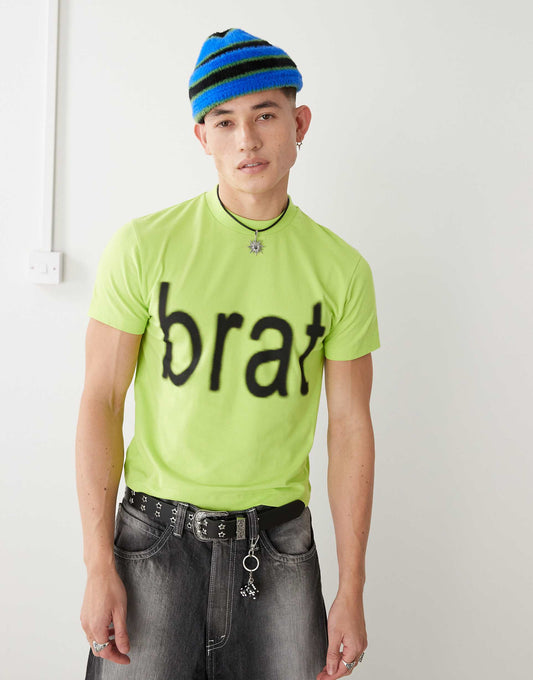 Official Charli Xcx Brat Slogan Shrunken T-Shirt