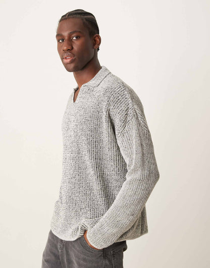Knitted Oversized Boxy Polo Jumper