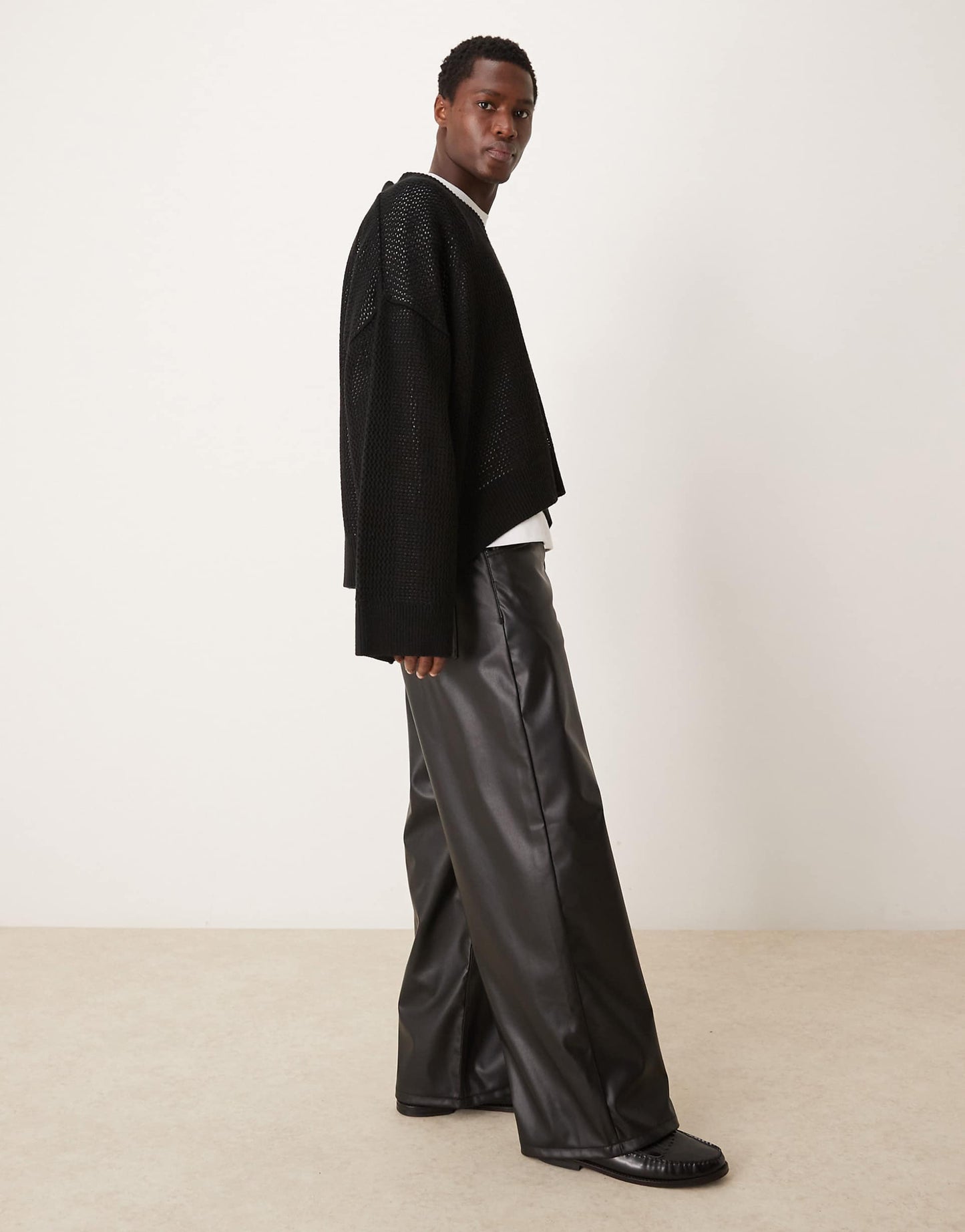 Knitted Extreme Oversized Crop Jumper With Chunky V Neck