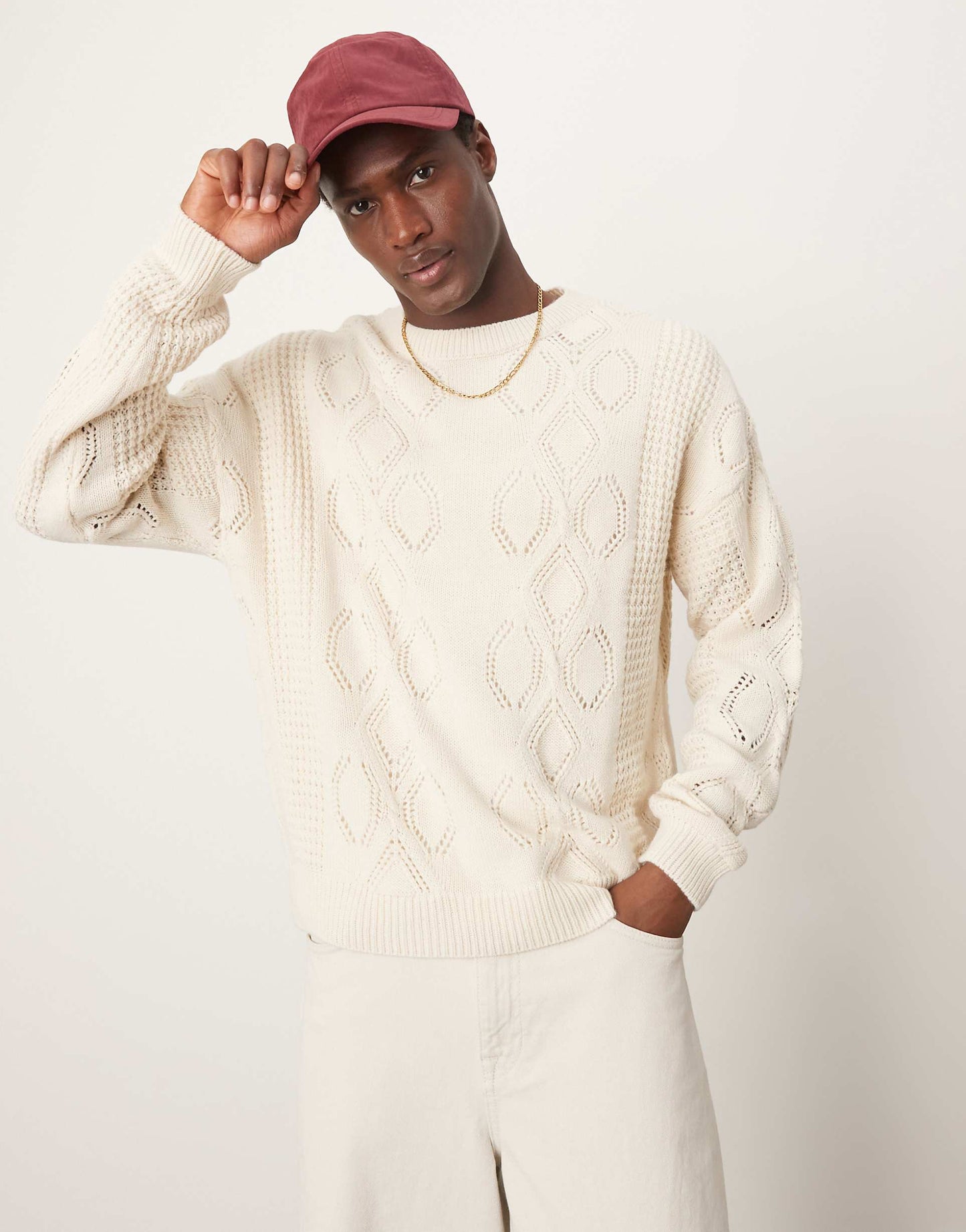 Relaxed Knitted Casual Jumper With Drop Shoulder