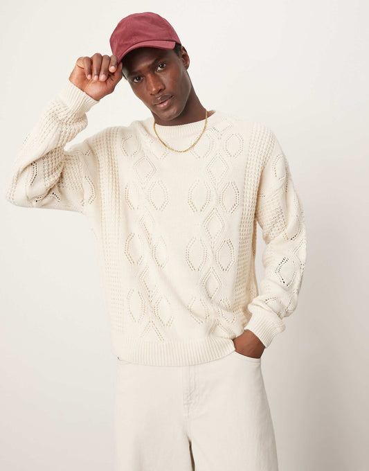 Relaxed Knitted Casual Jumper With Drop Shoulder
