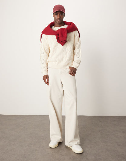 Relaxed Knitted Casual Jumper With Drop Shoulder