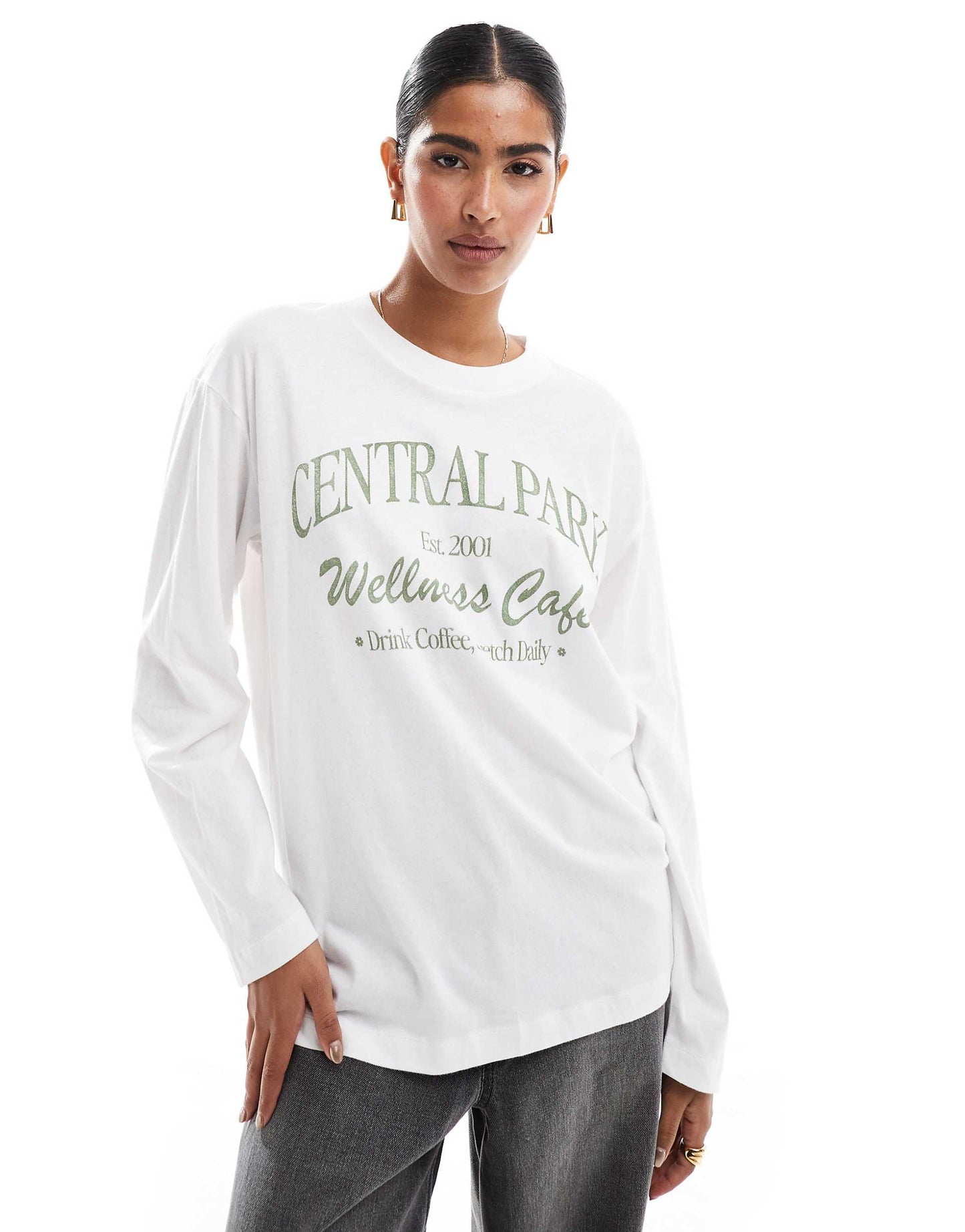 Long Sleeve Oversized Dad Slogan T Shirt