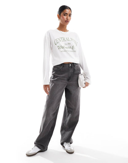 Long Sleeve Oversized Dad Slogan T Shirt