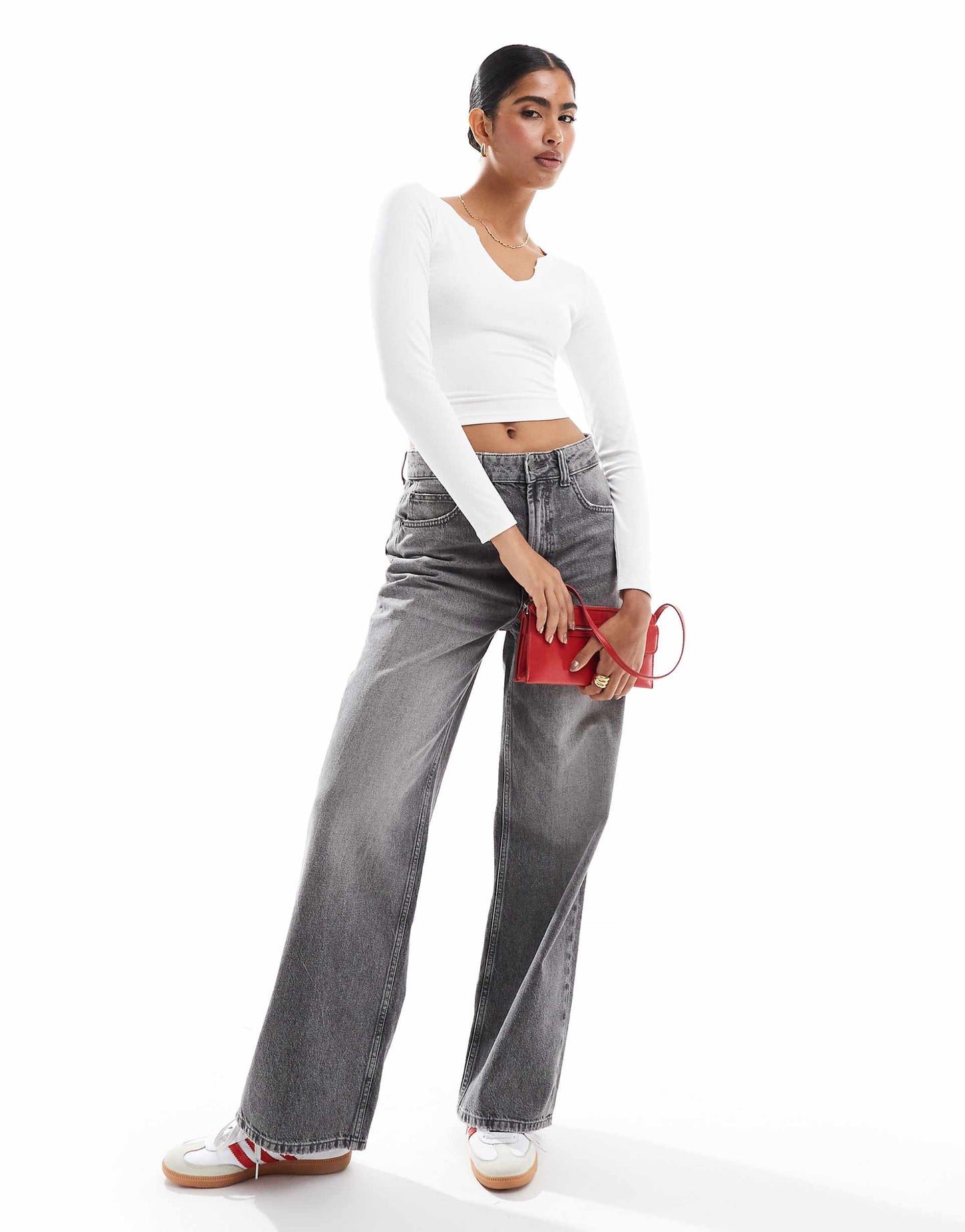 Ribbed Plunge Neck Crop Top