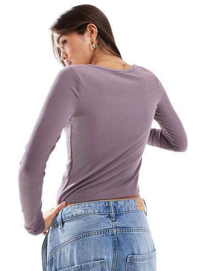 Icon Long Sleeve Button Through Top