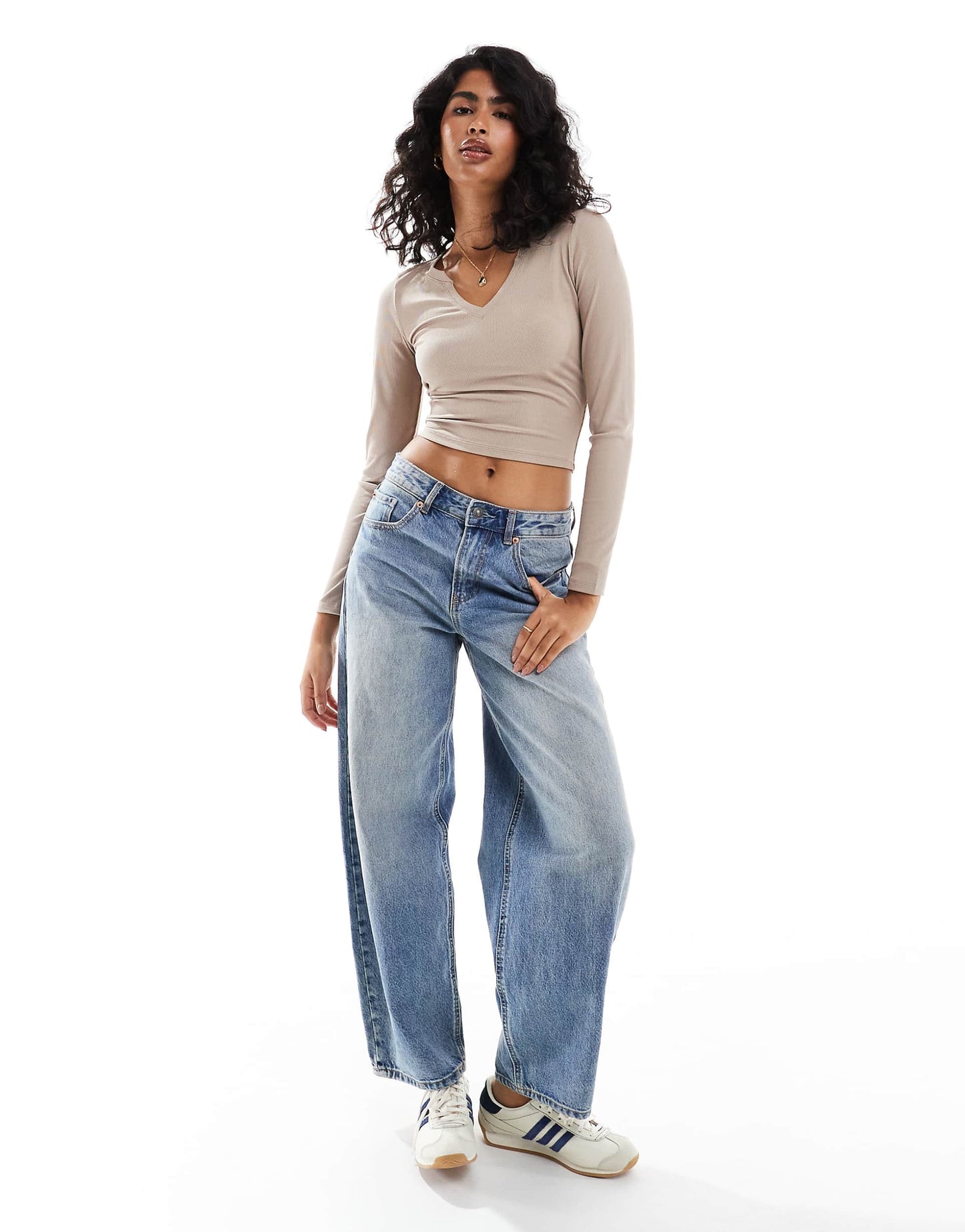 Ribbed Plunge Neck Crop Top