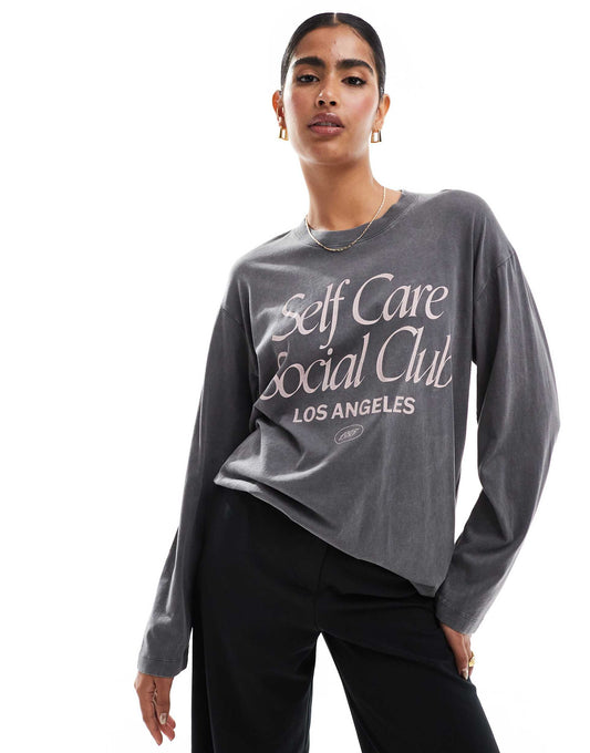 Long Sleeve Oversized Dad Slogan T Shirt