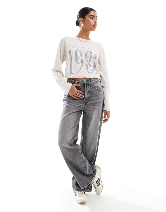 Long Sleeve Oversized Dad Slogan T Shirt