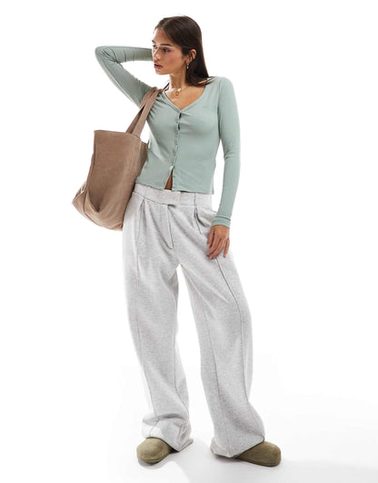 Icon Long Sleeve Button Through Top