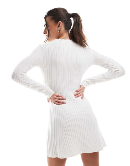 Knitted Long Sleeve Mini Dress
