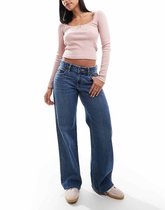 Low Rise Baggy Straight Leg Jean