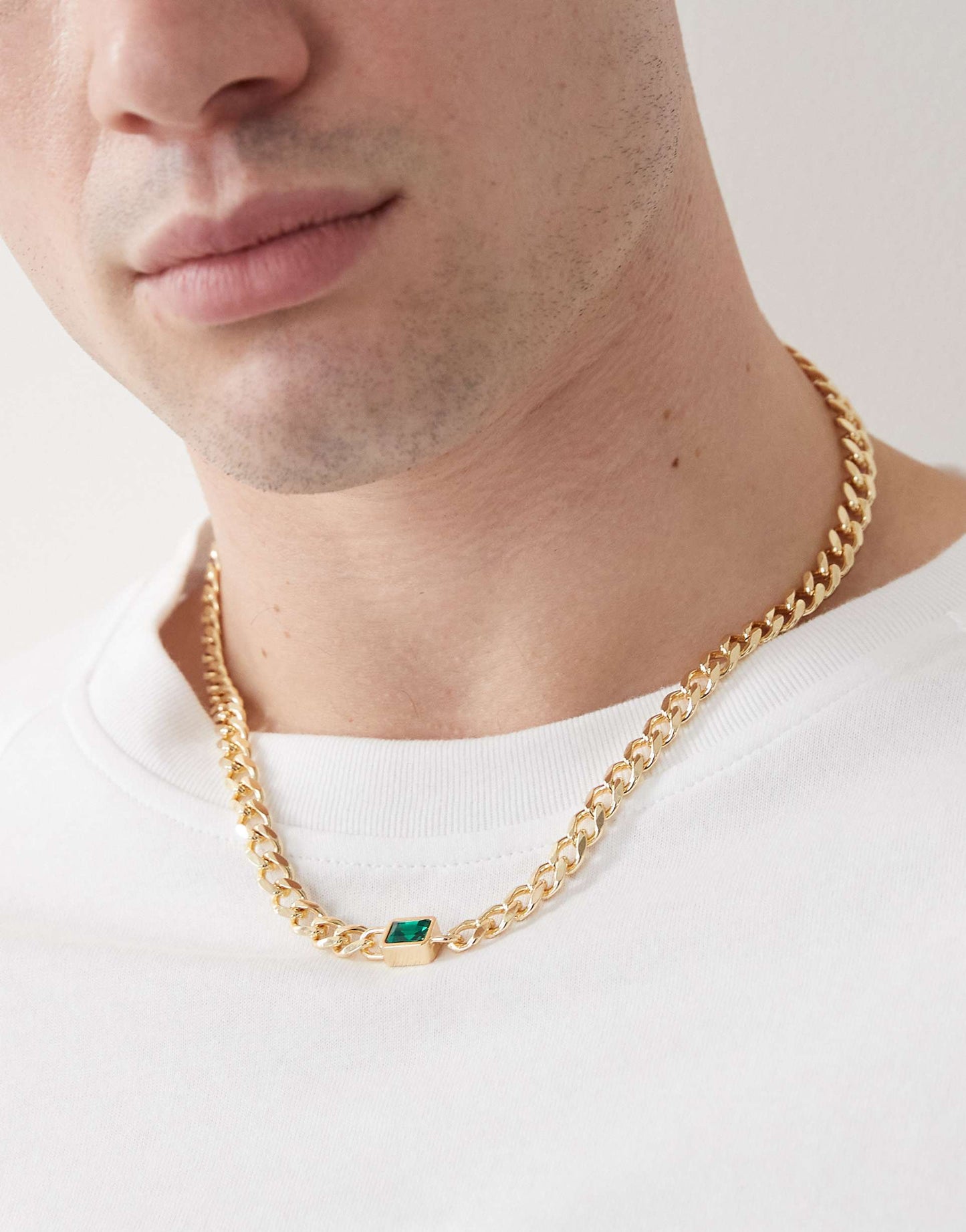 Statement Chain With Green Crystal