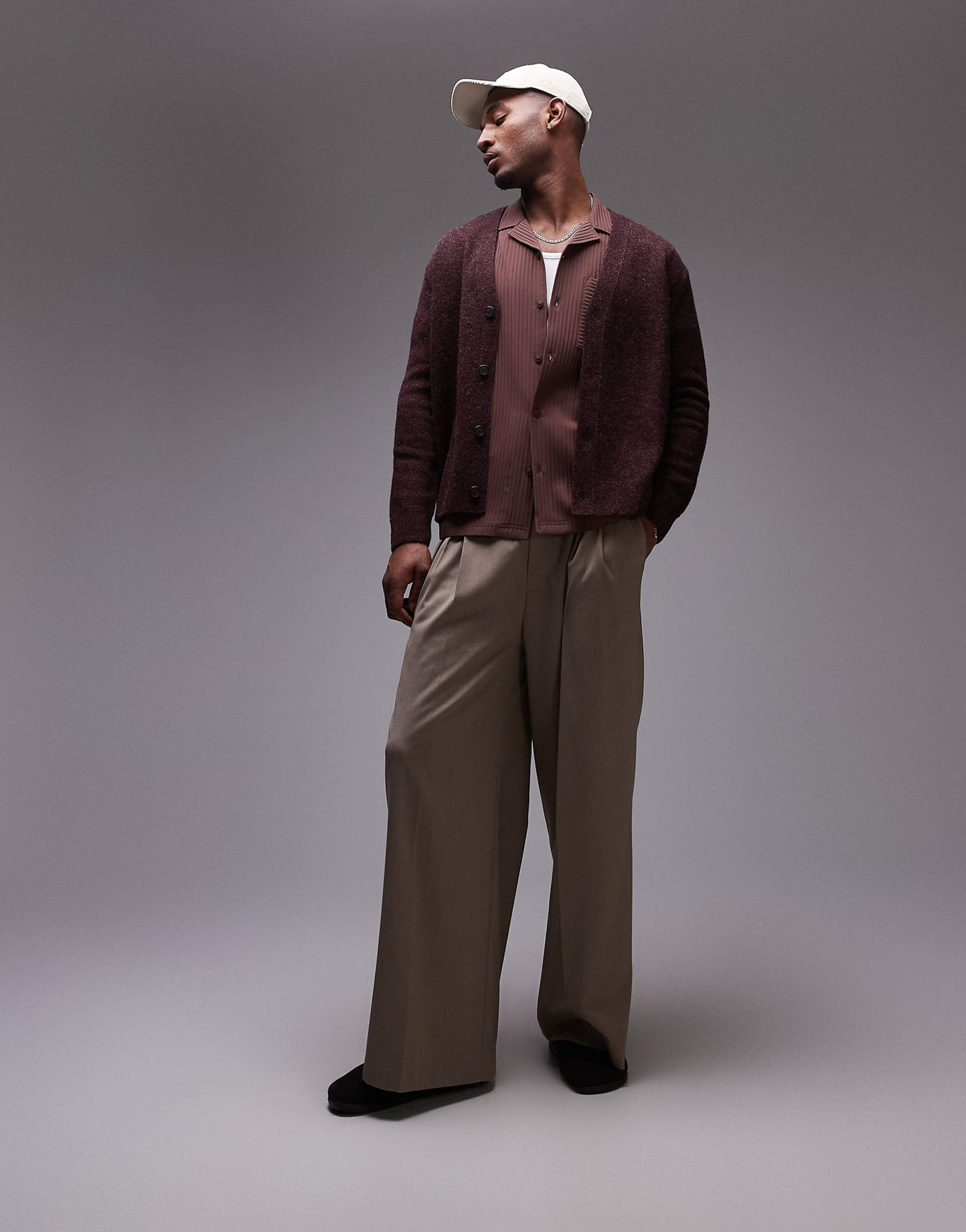Wool Knitted Cardigan With Button Front
