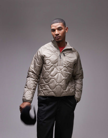 Runner Quilted Padded Jacket With 1/2 Zip Neck And Front Pocket